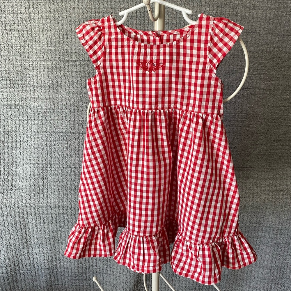 Garb Team Girls Red White Gingham Dress 4T